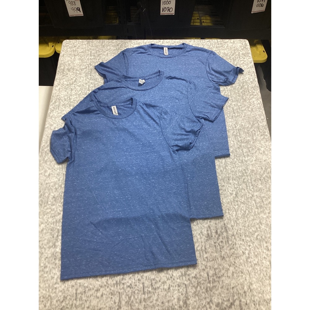 Lot of 3‎ Jerzees Snow Heather T-Shirts Mens Small Blue Speckled Marl Crewneck